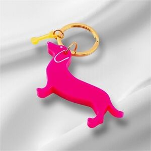 NEW Neon Pink Dachshund Keychain